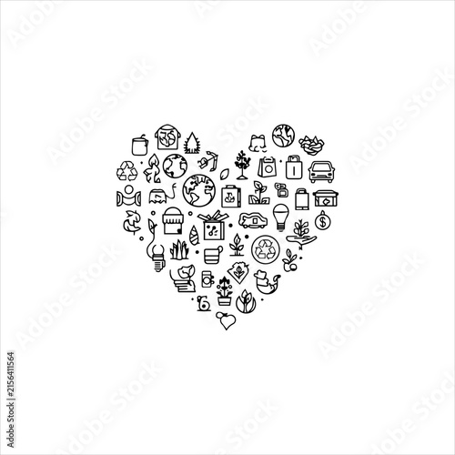 Heart Shaped Collection of Cute Doodle Icons, Hand Drawn Heart Shape with Mini Icons, Creative Heart Illustration with Small Symbols, Cute Doodle Heart Design for Decoration