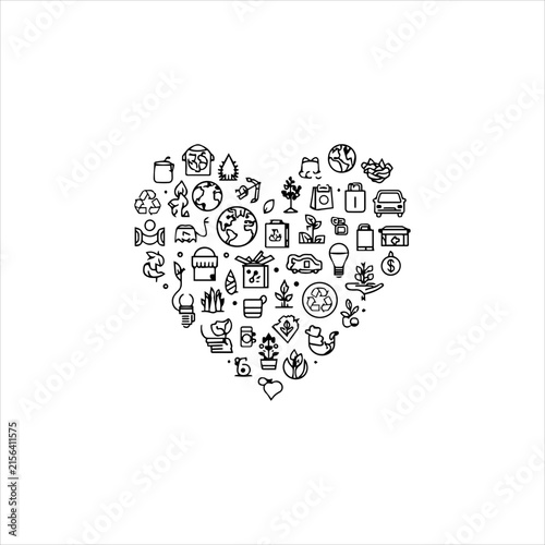 Heart Shaped Collection of Cute Doodle Icons, Hand Drawn Heart Shape with Mini Icons, Creative Heart Illustration with Small Symbols, Cute Doodle Heart Design for Decoration
