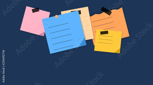 Colorful sticky notes floating on dark background