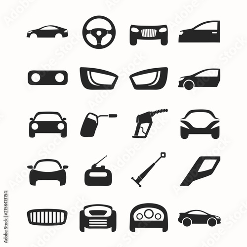 Automotive Parts Silhouette Minimalist Black and White Vector Graphic for Transportation Industry
