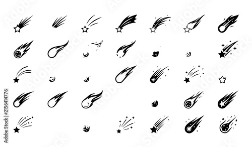 Falling Stars and Cosmic Objects Vector Icon Set