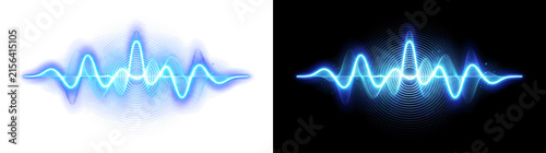 Neon Sound Wave Sheet with Interference Ripples, Luminous Acoustic Frequency Wave Overlay Element