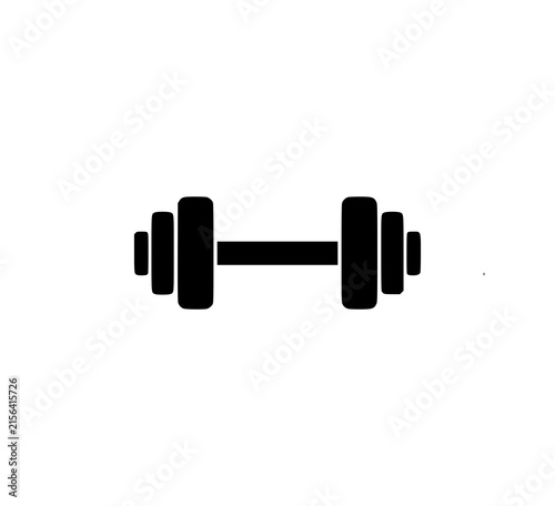Quadro su tela A simple black dumbbell icon on a white background