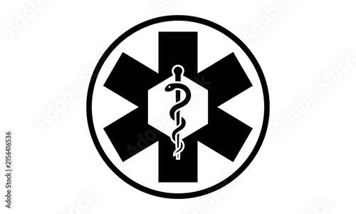 Star of life symbol, emergency medical services icon isolated on transparent background