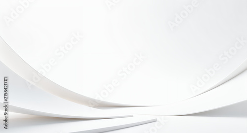 Minimal White Abstract Wavy Paper Background with Soft Shadows and Elegant Curved Lines