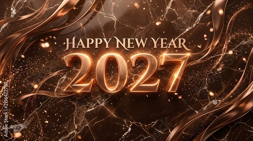 Elegant 2027 new year bronze background.