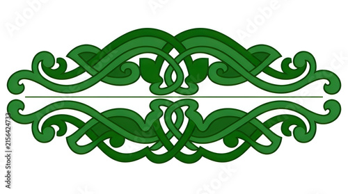 Elegant green decorative flourish ornament with vintage scroll design