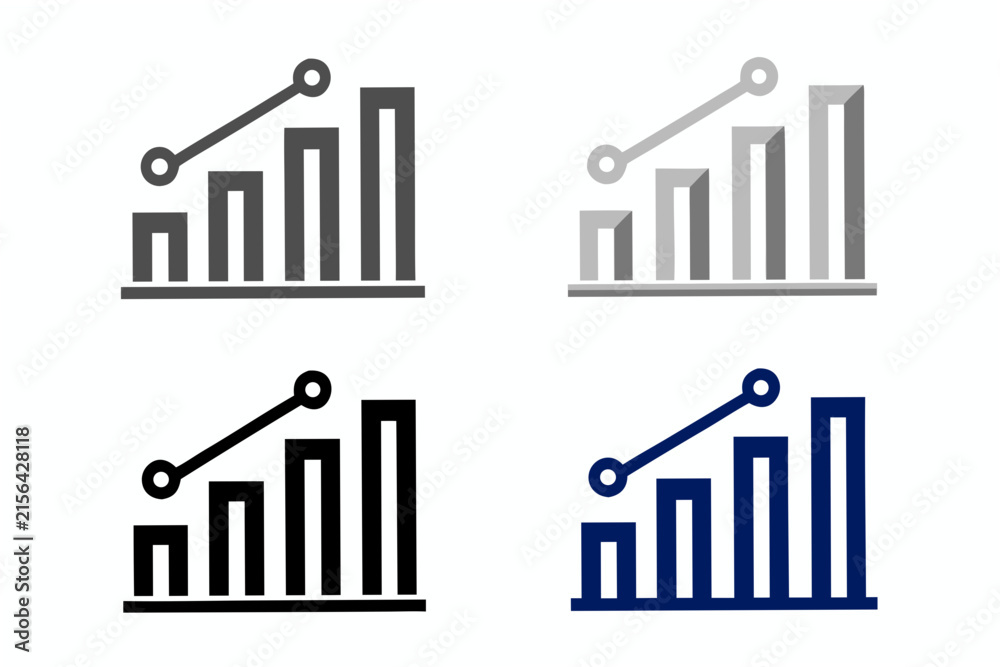 Obraz premium Growth chart with rising arrow a flat vector silhouette