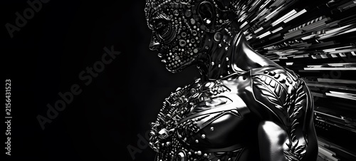 art of warrior a black and white high contrast full body,generative AI