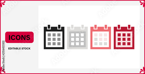Collection of minimalist calendar date reminder icons with calendar schedule appointment reminder