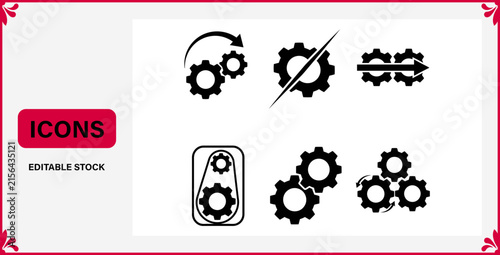 Gear and mechanical machine cogwheel icons set with cogwheel mechanical industry automation