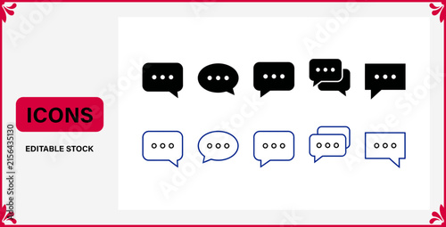 Set of speech bubble chat icons with communication dialogue notification interface collection