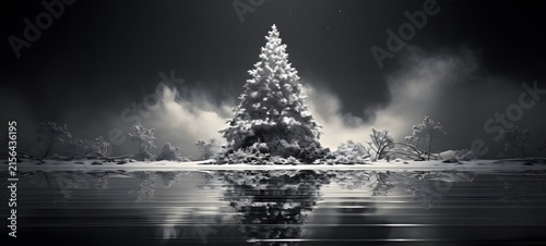 art of Christmas tree a black and white high contrast full body ,generative AI