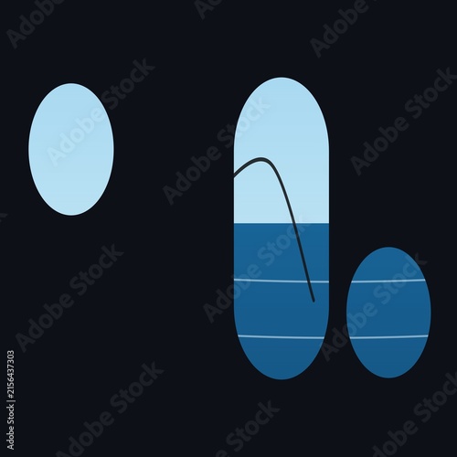 Abstract fluid dynamics simulation with split shapes