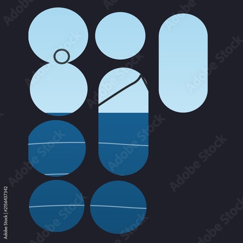Isolated abstract geometric shapes in gradient colors