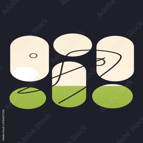 Isolated abstract glass bottles with liquid