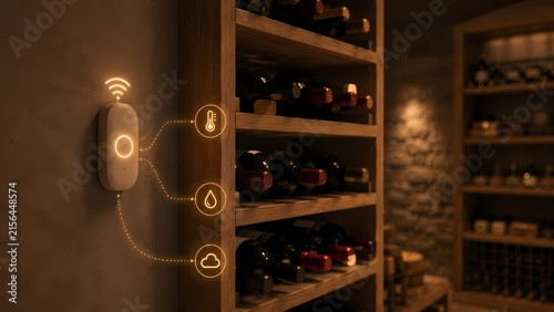 Smart Wine Cellar Climate Sensor with Copy Space