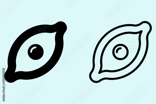 Georgian Khachapuri Adjaruli icons in solid and outline styles representing traditional cheese bread for culinary apps and menu design