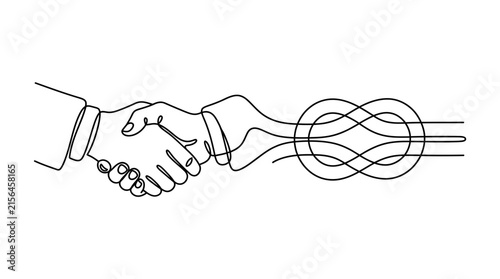Handshake and Knot Line Art