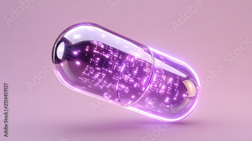 Futuristic Purple Neon LED Capsule with Glowing Lights