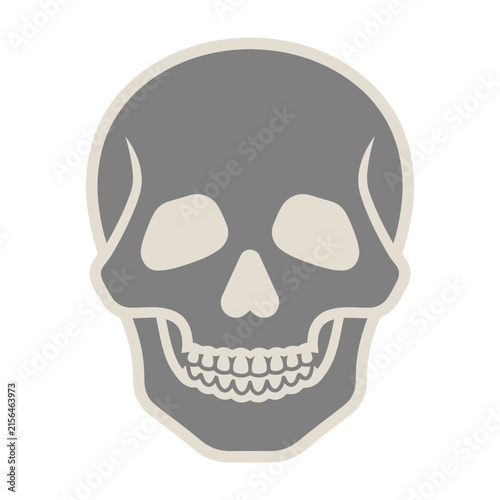 Bild auf Leinwand Gray skull icon with white teeth and outline on plain background symbol