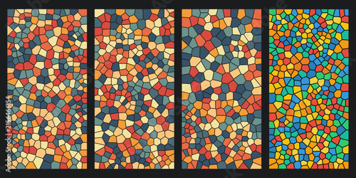 Abstract Colorful Mosaic Pattern with Geometric Cellular Structures for Modern Decorative Backgrounds