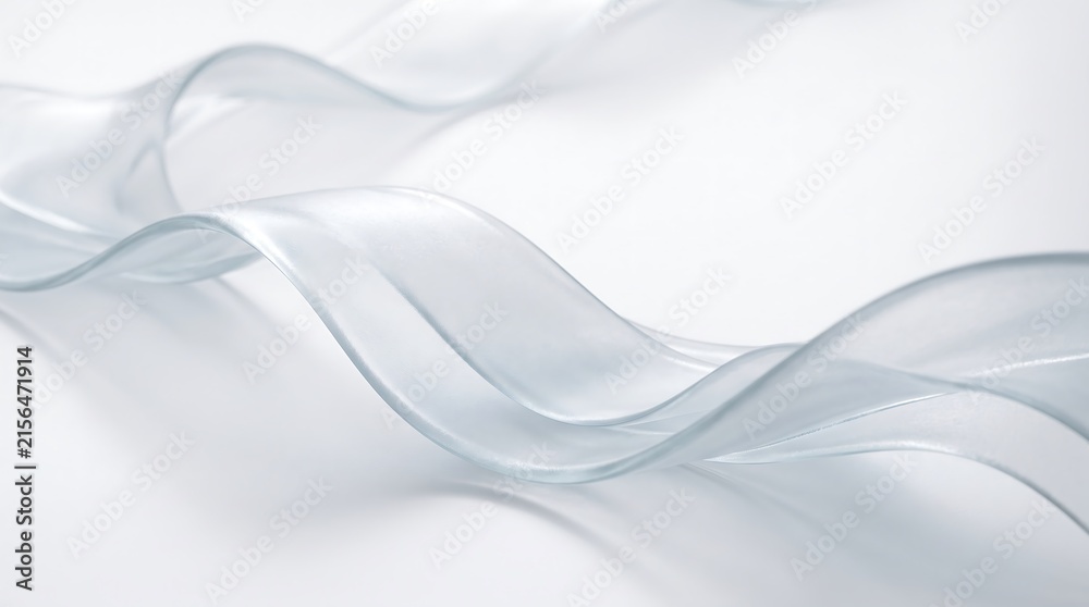 Fototapeta premium Abstract flowing white silk fabric waves on soft light background
