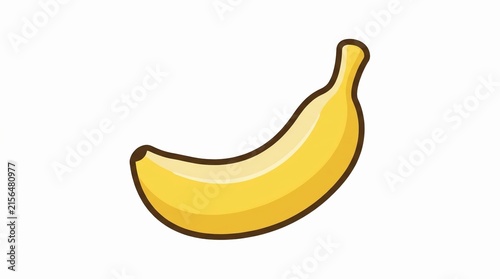 Fresh Yellow Banana Isolated on White Background, Simple Flat Vector Food Illustration