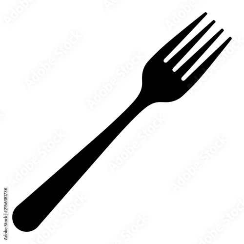 Black silhouette of a fork on white background