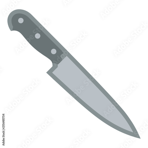 Kitchen Knife Icon With Grey Handle And Blade Isolated On White Background