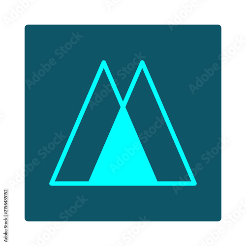 Boolean AND icon: two overlapping triangles with the shared central peak filled solid, showing the logic operation for education and computer science.