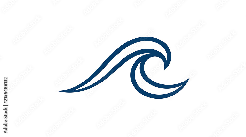 Obraz premium Abstract blue wave logo design with smooth curves.