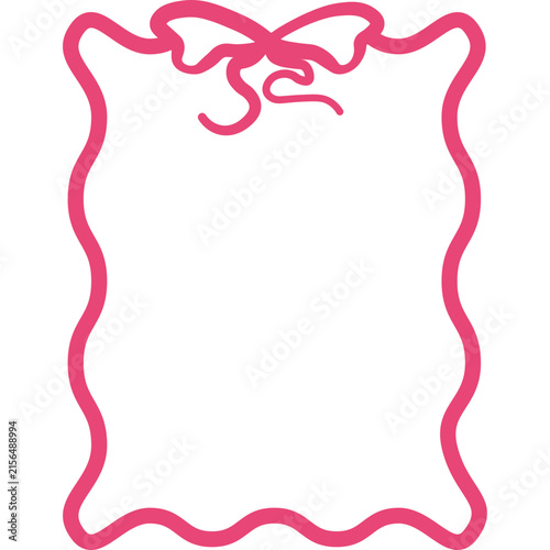 Pink Ribbon Frame with Wavy Border