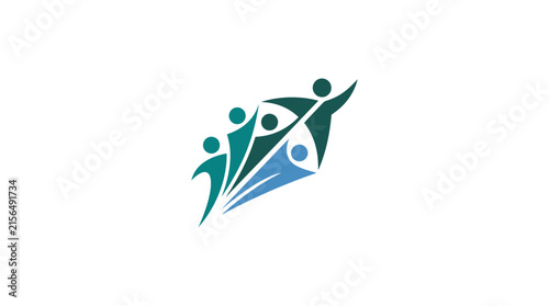 Group of figures moving forward in unison.