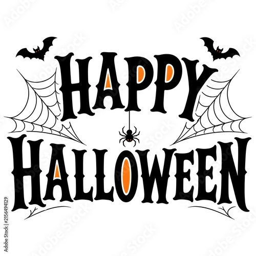 happy halloween typhography with bat,spider webs
