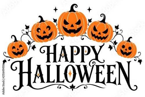 happy halloween typography background with pumpkin