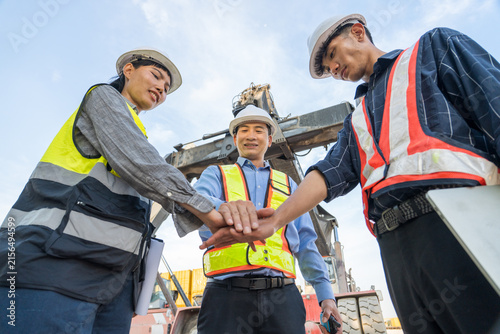 Konstfotografi Diverse construction team collaborating at site for effective project management