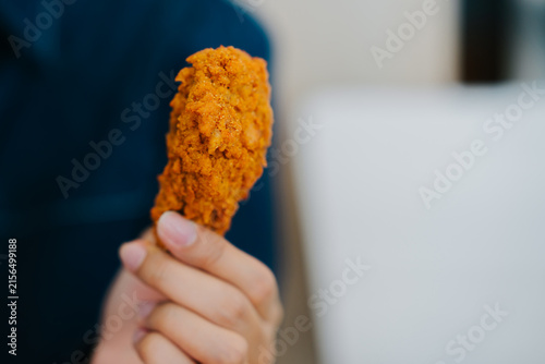Картината върху платно Fried chicken drumstick food snack crispy meal hunger delicious crispy golden cr