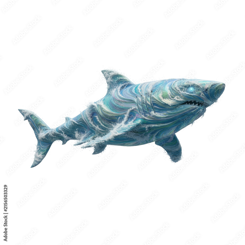 Fototapeta premium Surreal Shark Made of Raging Ocean Waves