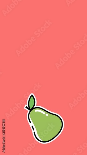 Animation of falling green pears on pink background