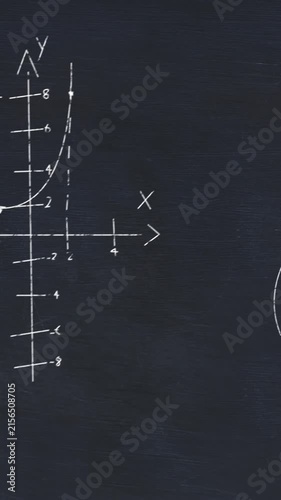 Mathematical equations on chalkboard