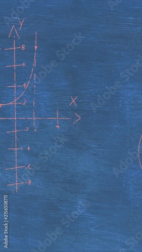 Mathematical equations on chalkboard