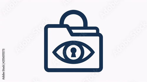 Privacy and cybersecurity icon featuring an eye with a keyhole inside a folder, symbolizing data protection, confidential information, and secure access