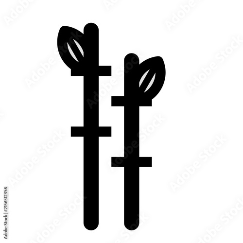 Enhance your creative projects with this modern and minimalist bamboo icon, featured in the file bambu.jpg. This elegant botanical graphic showcases two bamboo stalks designed with a bold, thick black