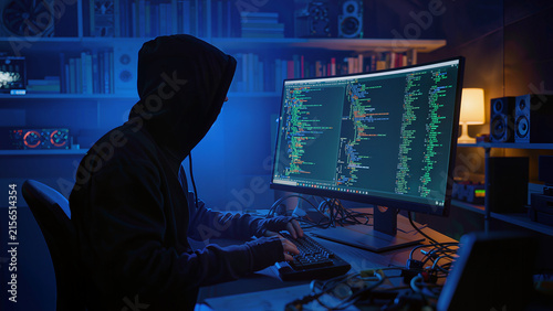 hacker working on computer