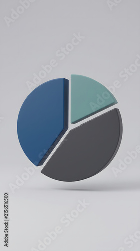 3D pie chart illustration showing financial data distribution for business presentation reports.