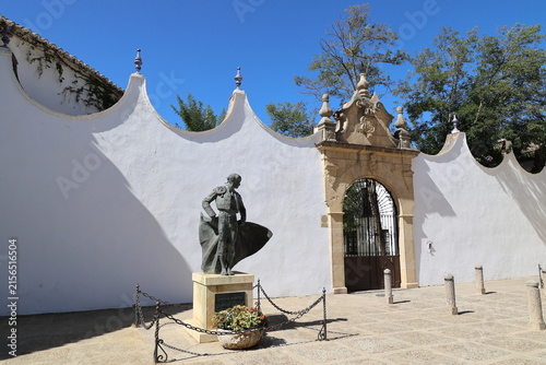 Matador bronze statue on the Plaza de Toros Ronda, Andalusia, Spain 