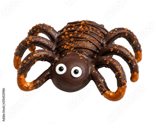 Chocolate spider cookie with orange sprinkles for halloween