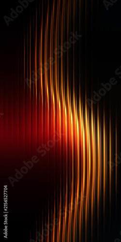 Abstract golden yellow light streaks on a dark black background