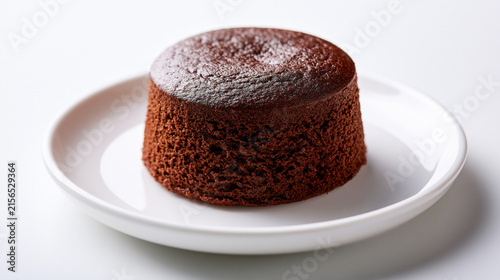 Delicious round chocolate cake isolated on white background